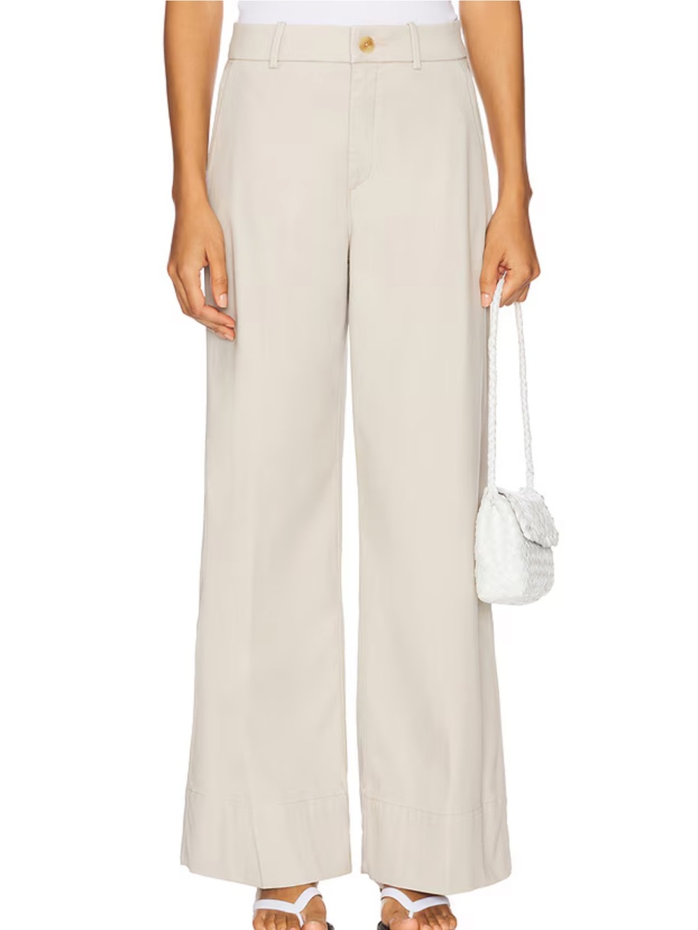 SPANX Stretch Twill Wide Leg Pant in Bone - NWT sz SMALL